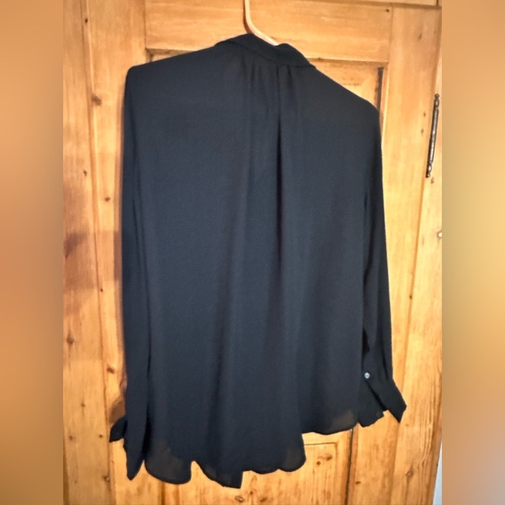 H&M Black Lightweight Button Down Blouse Size Medium Goth Cosplay Whimsigoth - Picture 2 of 8